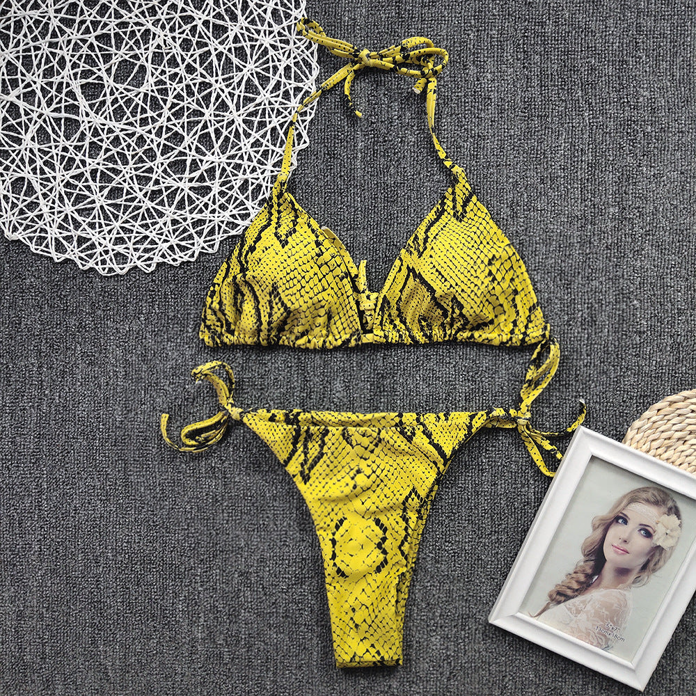 Color Blooming Printed Bikini Sexy Lace up Double Sided Fabric Women Swimsuit Bikini Bella Mia