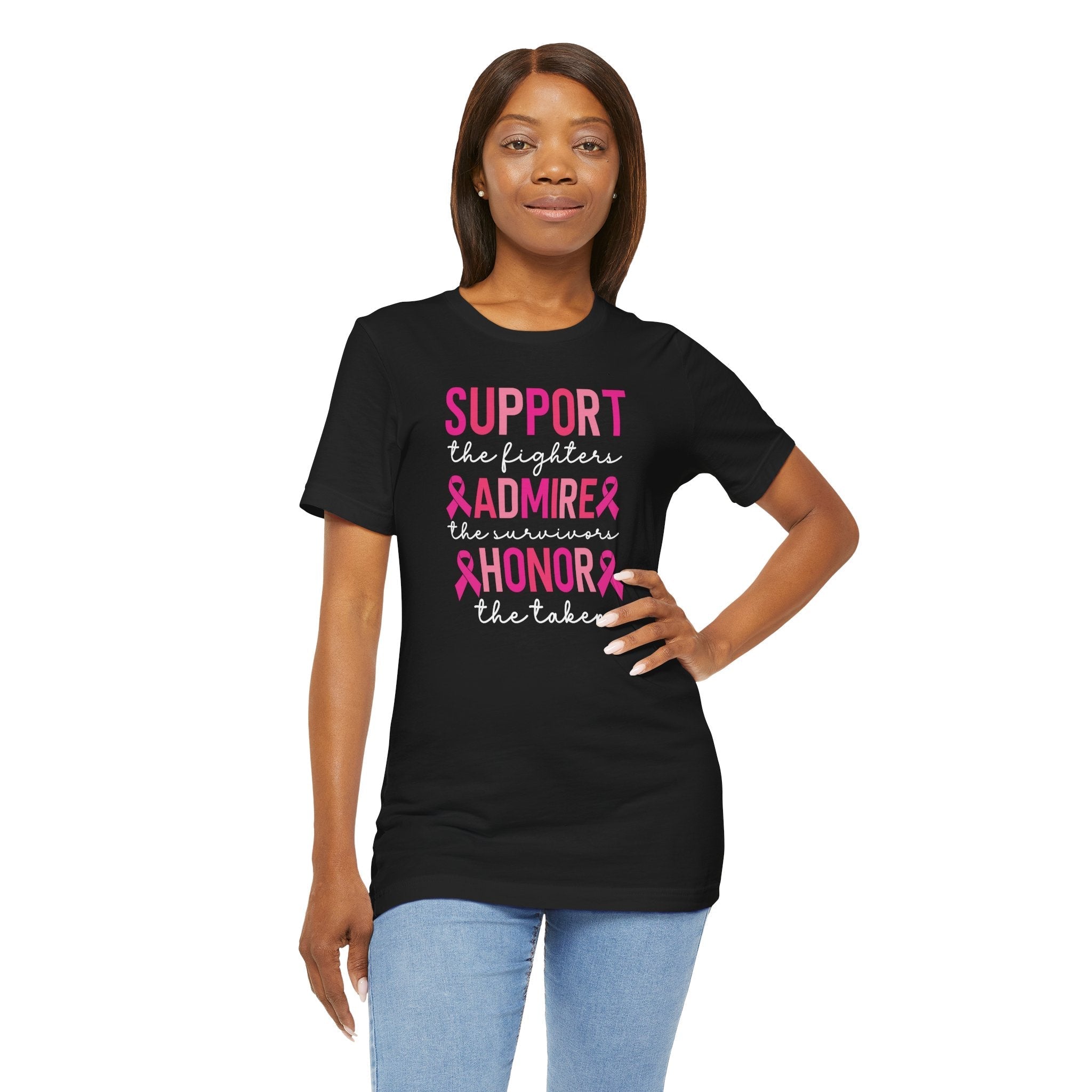 Support Honor Admire Cancer Awareness Tee Unisex Short Sleeve Shirt For Fighters Survivors And The Taken Coco’s Tee Boutique