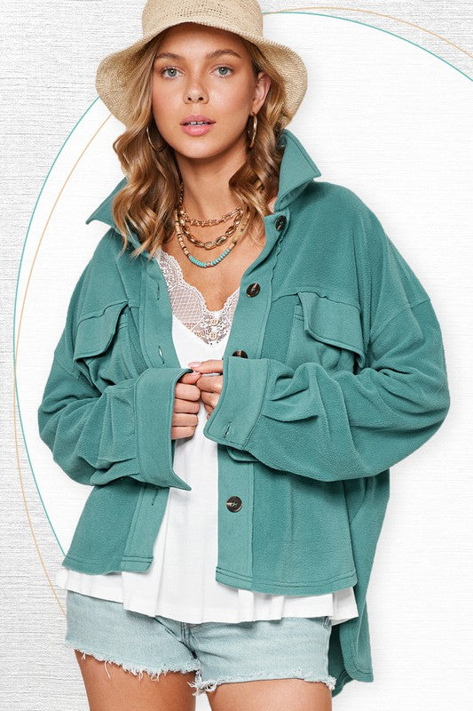 Effortless oversized button-up jacket