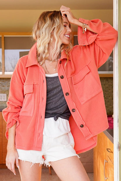 Oversized button-up jacket - lightweight, casual