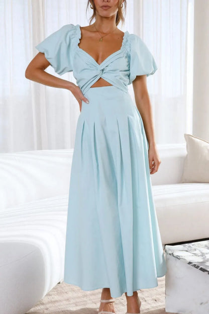 Sweet Serenity Puff Sleeve Midi Dress