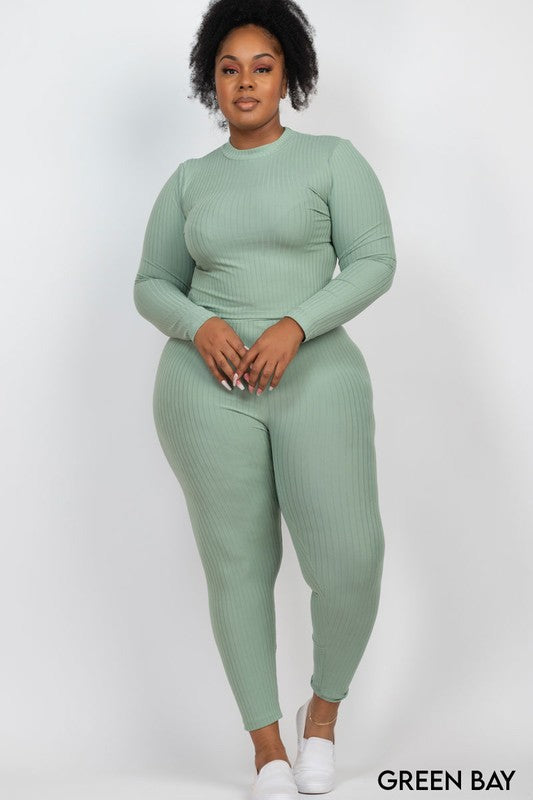 Effortlessly Chic Ribbed Mock Neck Leggings Set – Plus Size, Multiple Colors Coco’s Tee Boutique