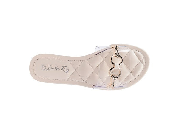 SCOTH Clear Buckled Quilted Slides