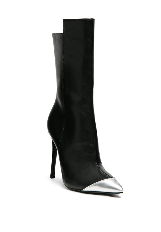 Elegant stiletto zip-up boots in black