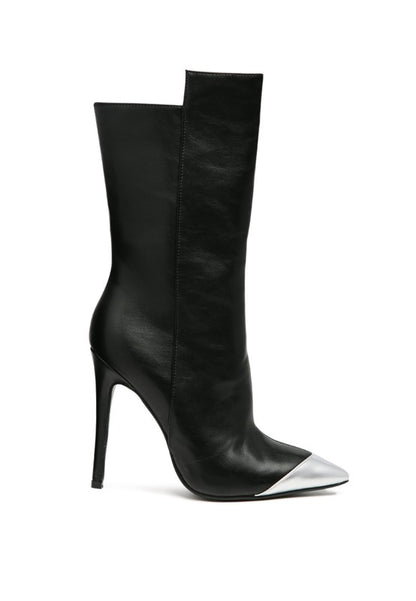 Elegant stiletto zip-up boots in black