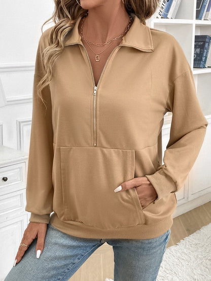 Cozy half zip sweatshirt with pocket