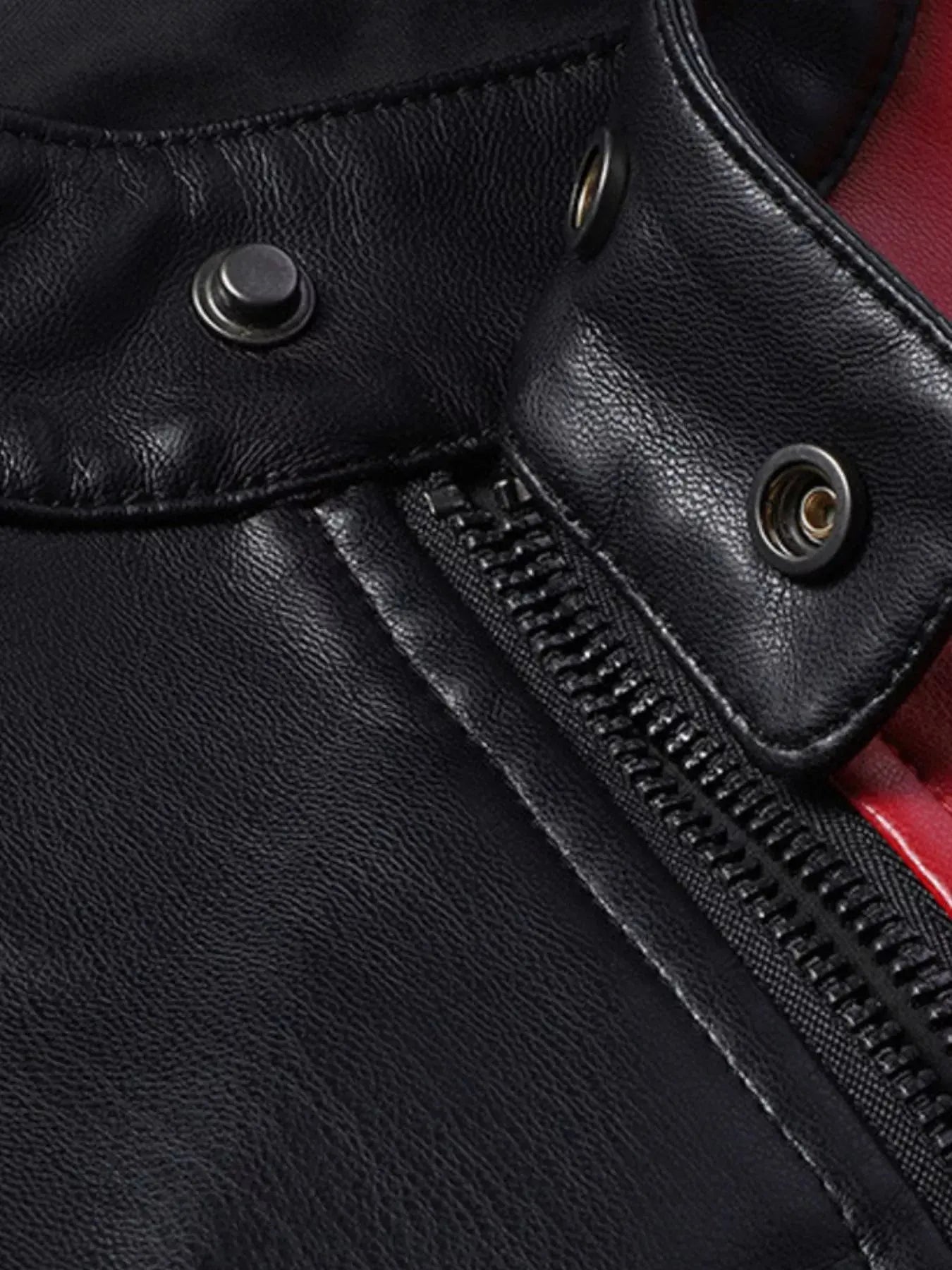 Men's Full Size Color Block Motorcycle Leather Jacket Plus Size Simply Love