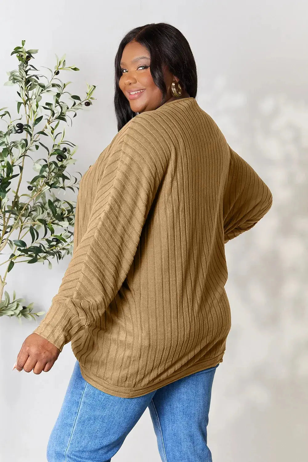 Basic Bae Full Size Ribbed Cocoon Cardigan - Love Salve