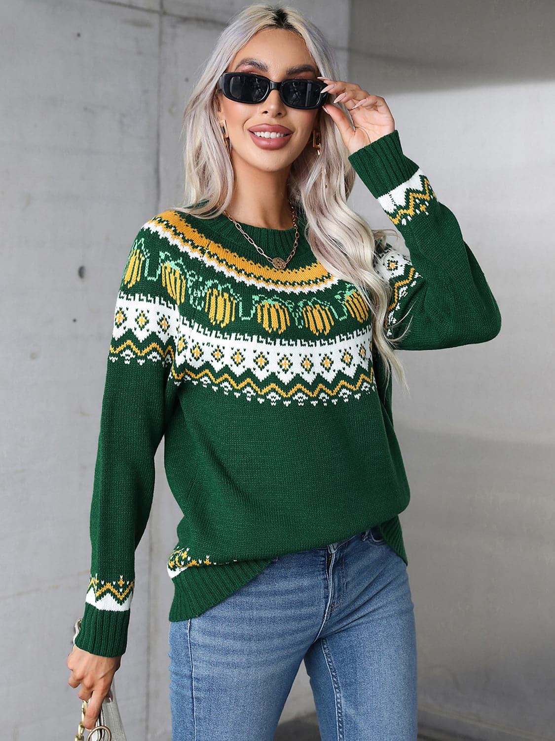 Geometric angel wings long sleeve sweater