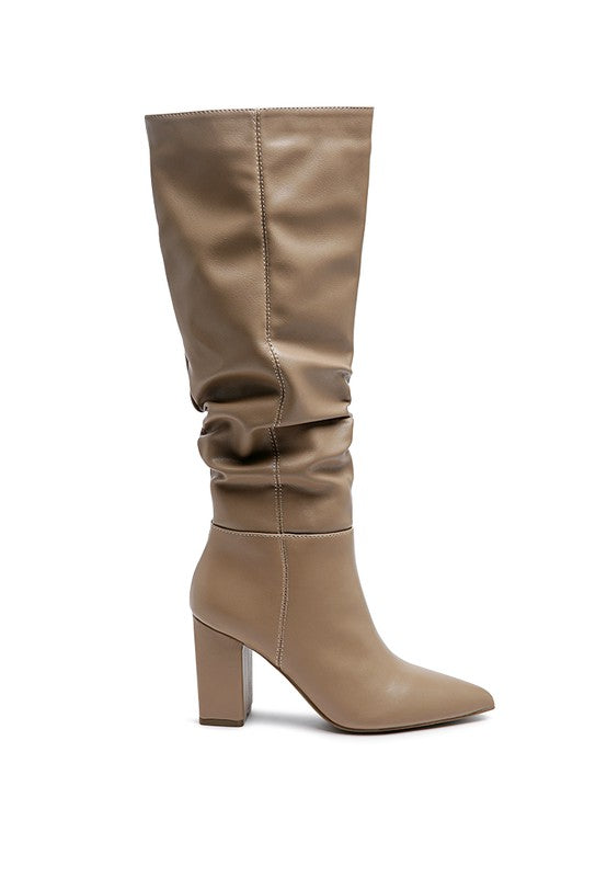 Chic slouch knee-high block heel boots