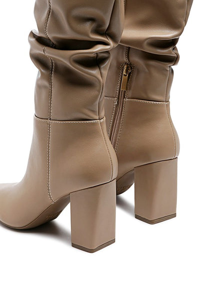 Chic slouch knee-high block heel boots