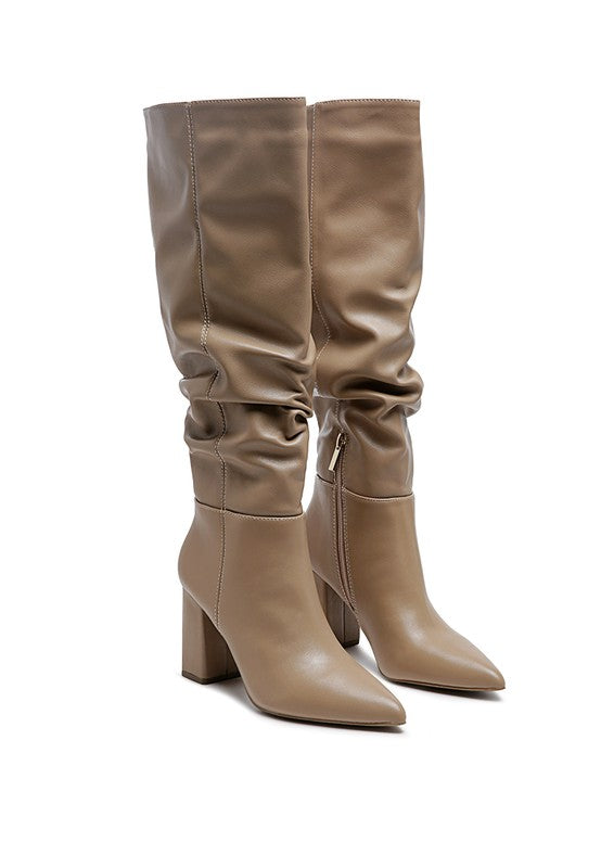 Chic slouch knee-high block heel boots