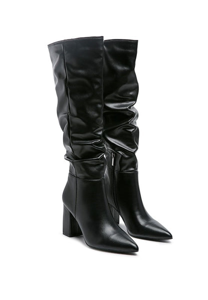 Chic slouch knee-high block heel boots