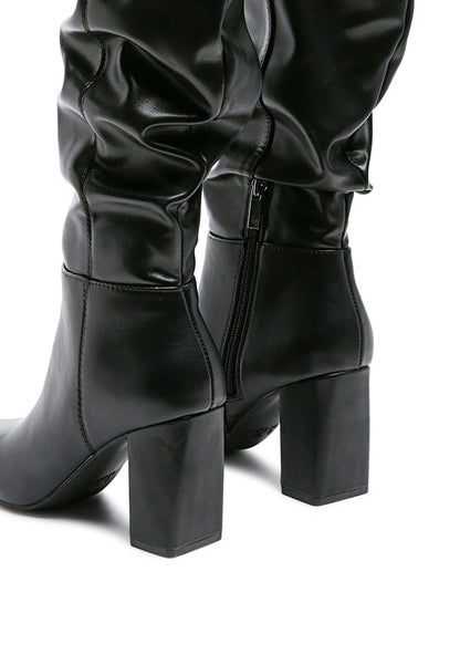 Chic slouch knee-high block heel boots