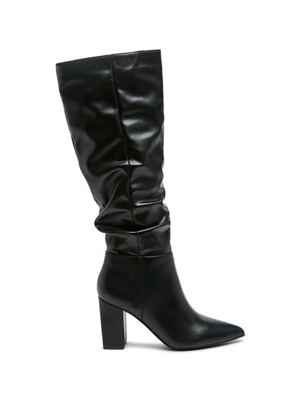 Chic slouch knee-high block heel boots