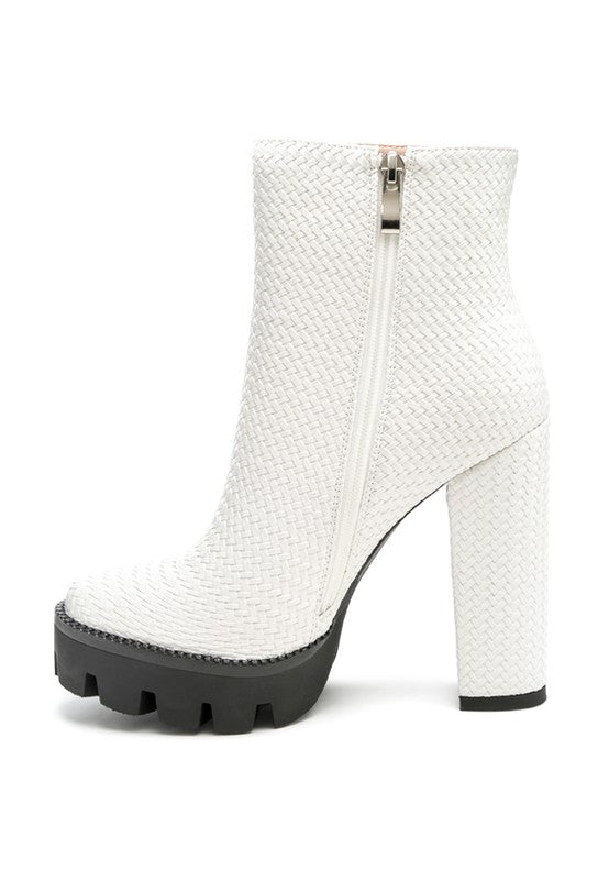 Chic textured block heeled ankle boots for autumn adventures