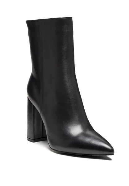 Chic pointed toe block-heeled ankle boots with zipper detail