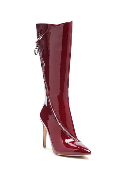 Chic high heel calf boot with zipper