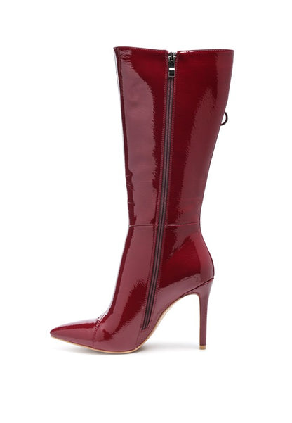 Chic high heel calf boot with zipper