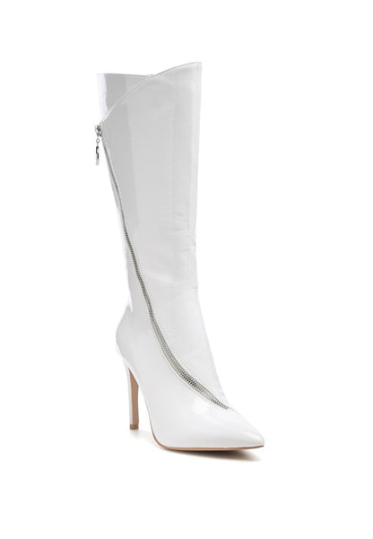 Chic high heel calf boot with zipper