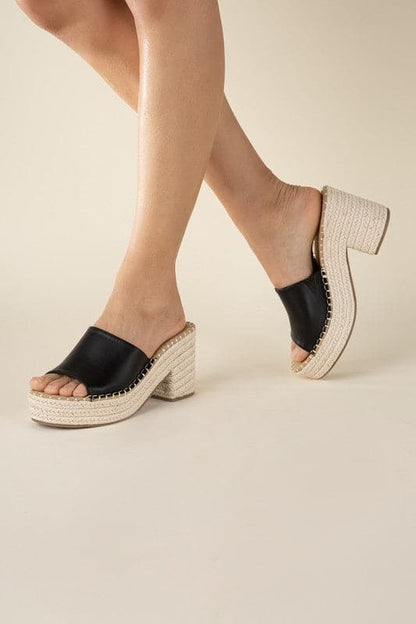 LOCK-1 Espadrille Mule Heels.