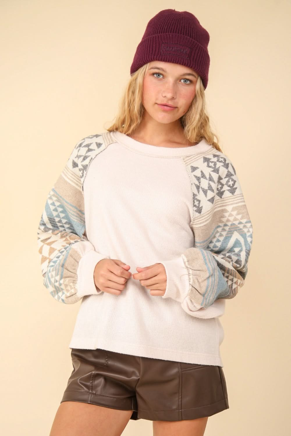 Very J printed knit top - long sleeve