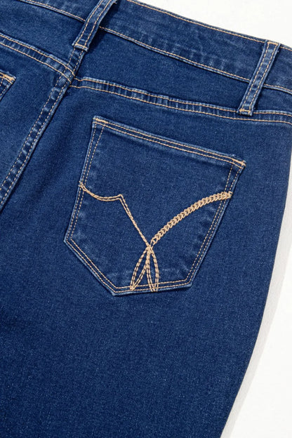 Center Seam Deep Wash Straight Jeans