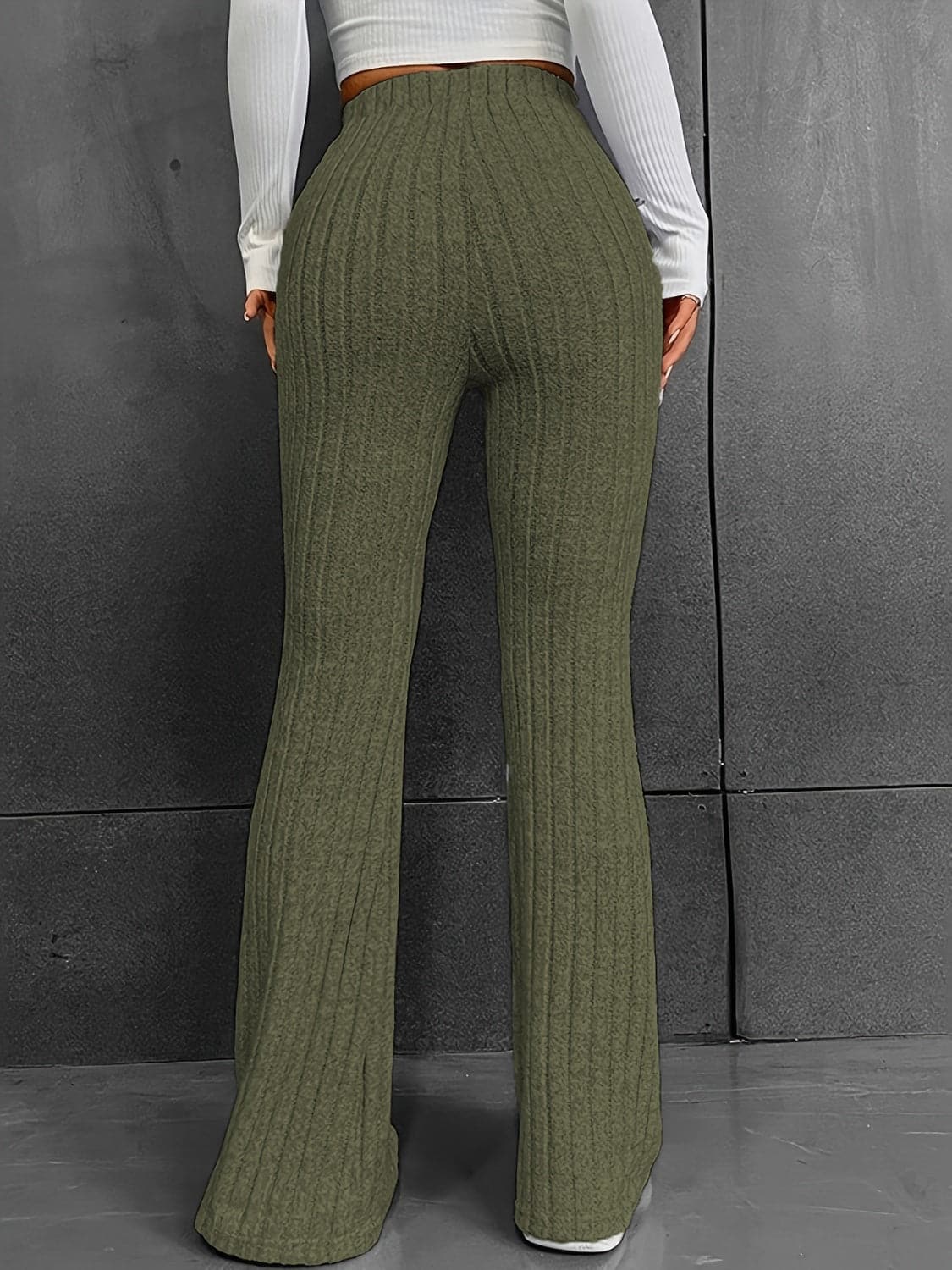 Ribbed High Waist Bootcut Pants.