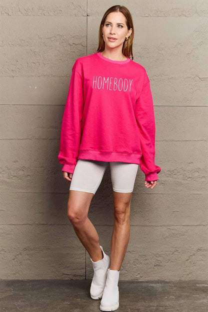 Simply Love Full Size HOMEBODY Graphic Sweatshirt.