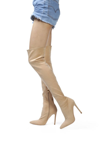 Chic over-the-knee stiletto boots in faux suede