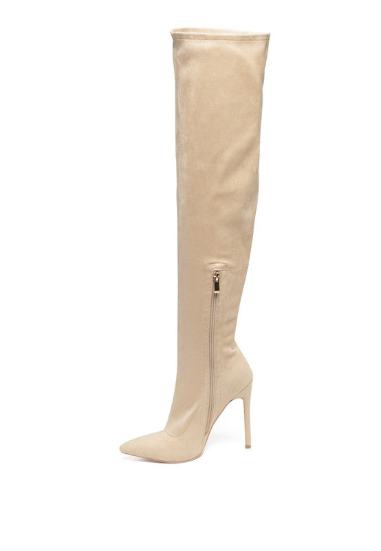 Chic over-the-knee stiletto boots in faux suede