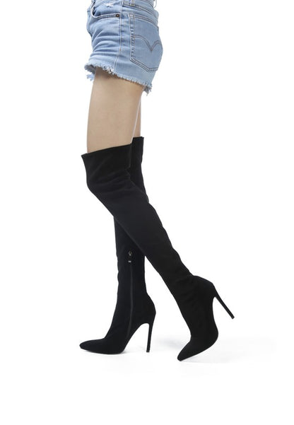 Chic over-the-knee stiletto boots in faux suede