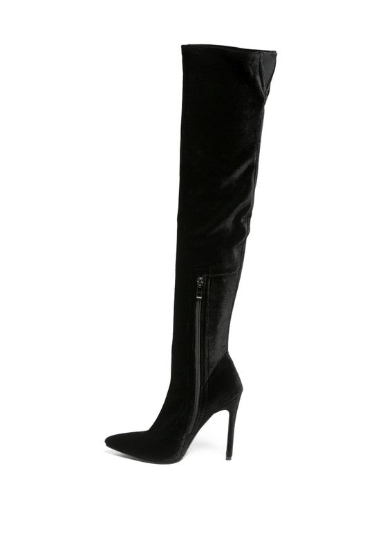 Chic over-the-knee stiletto boots in faux suede