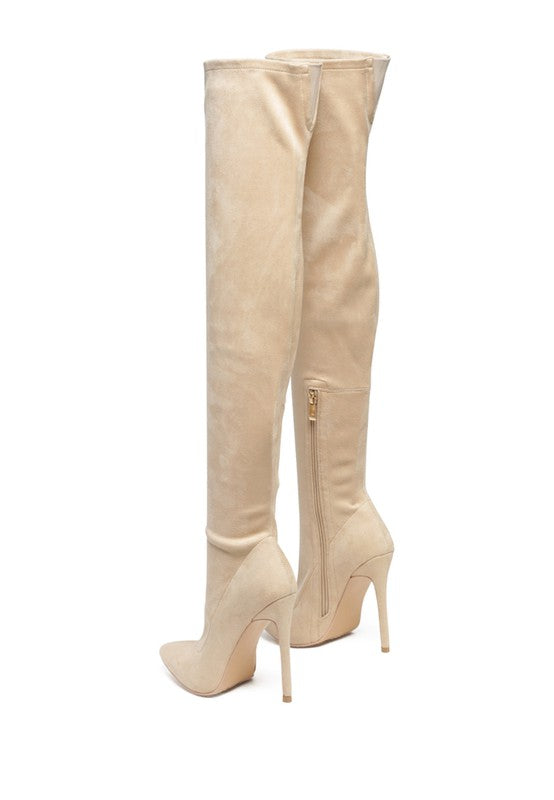 Chic over-the-knee stiletto boots in faux suede