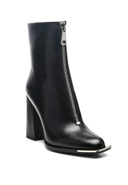 Chic faux leather high-heeled boots