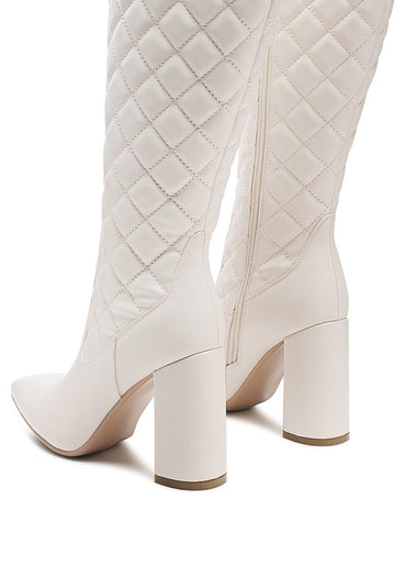 Quilted elegance knee-high boots