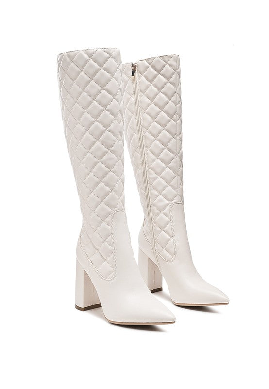 Quilted elegance knee-high boots