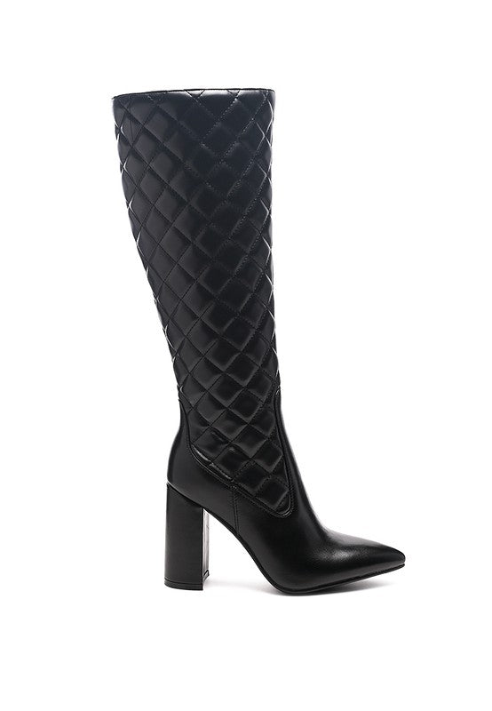 Quilted elegance knee-high boots