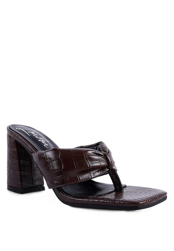 Chic cocoa ruched block-heeled sandals