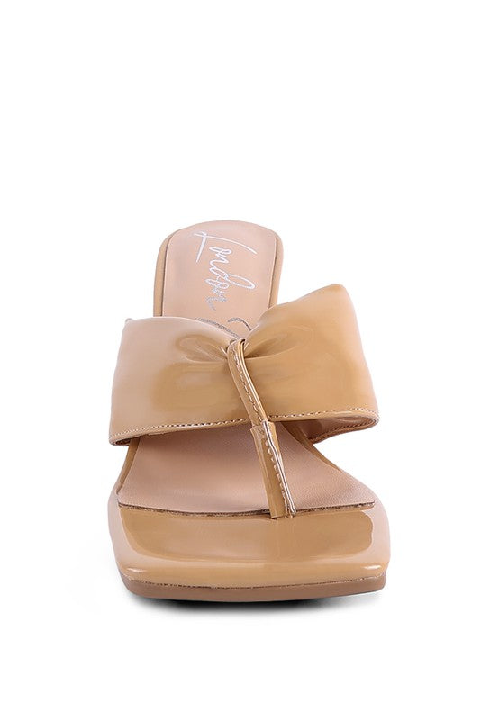 Chic cocoa ruched block-heeled sandals