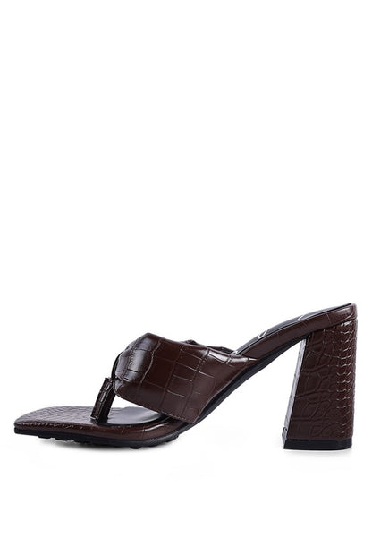 Chic cocoa ruched block-heeled sandals