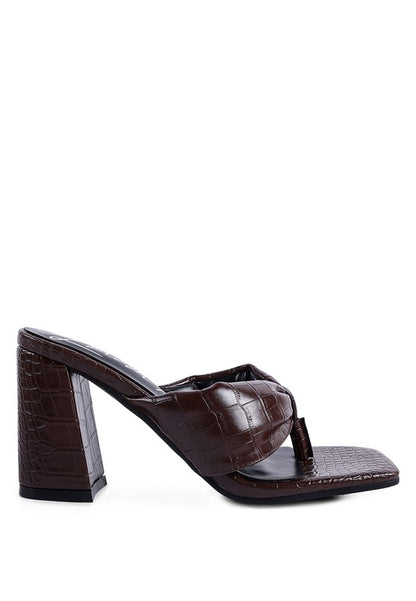 Chic cocoa ruched block-heeled sandals