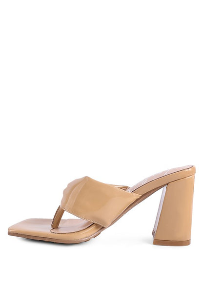 Chic cocoa ruched block-heeled sandals