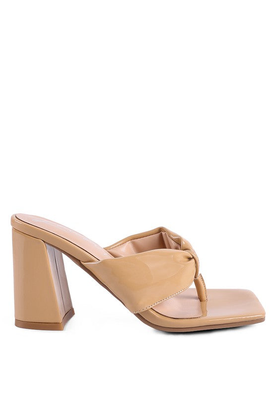 Chic cocoa ruched block-heeled sandals