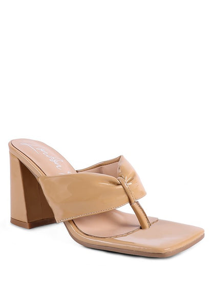 Chic cocoa ruched block-heeled sandals