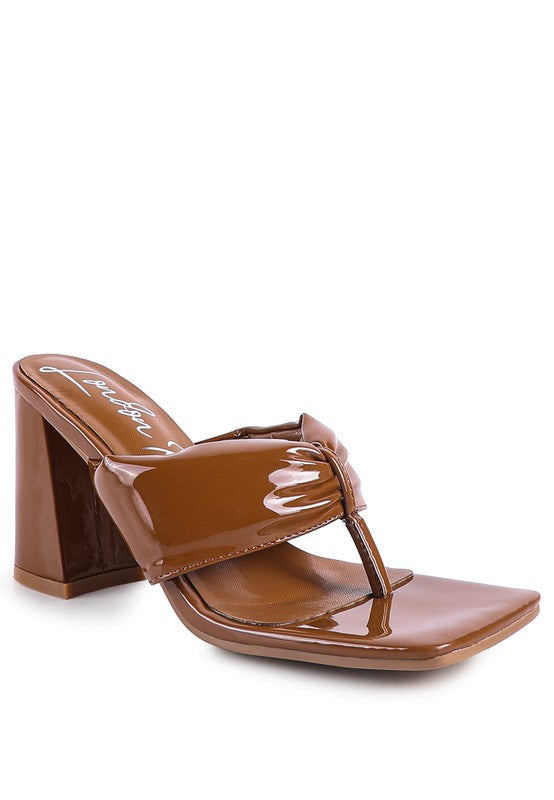 Chic cocoa ruched block-heeled sandals