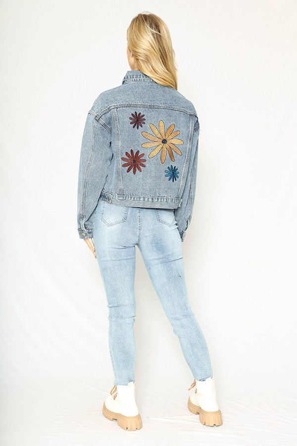 Flower Denim Jacket Miss Sparkling