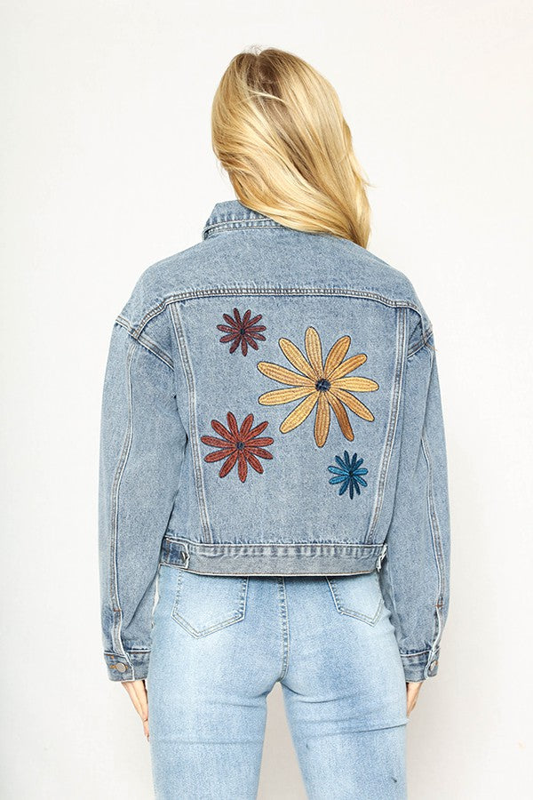 Flower Denim Jacket Miss Sparkling