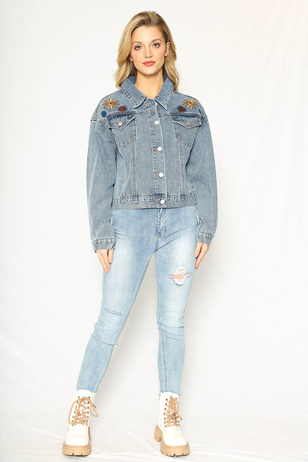 Flower Denim Jacket Miss Sparkling