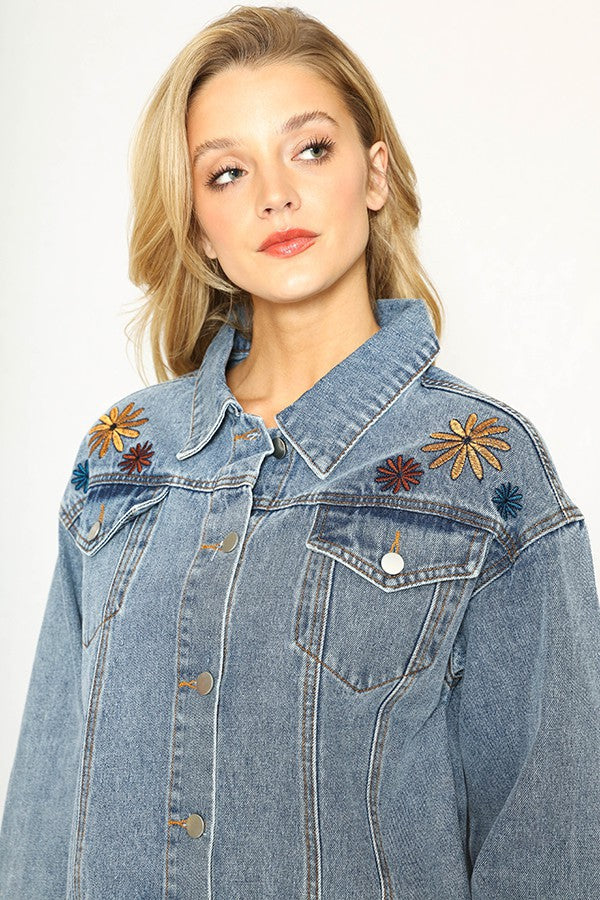 Flower Denim Jacket Miss Sparkling